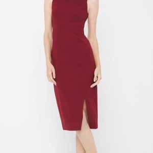 WHBM Mock Neck Sheath Dress in Dark Red